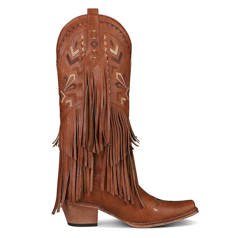 Image of SaraIris Women's Cowgirl Boots Knee High Fringe Boots