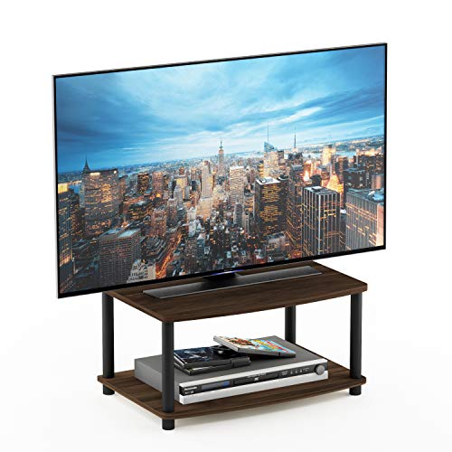 Image of Furinno Turn-N-Tube TV Riser Stand, 2-Tier Small Elevated No Tools TV Stand, Console for TV up to 32 inch, 15.8 x 23.8 x 11, for Living Room, Bedroom, Columbier Walnut