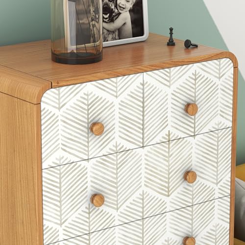 Osecage PEEL AND STICK WALLPAPER 17.3''×78.8'' Self Adhesive Wallpaper Boho Contact Paper Beige And White Geometric Wallpaper Removable Decorative Wallpaper thumb #6