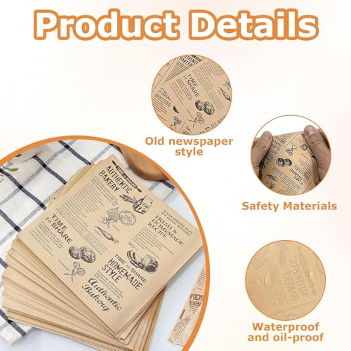 150 Stk Dickes Burger Papier,Deli Papierblätter,Wasserdicht und Öl Burger Tüten,Burgerpapier,Döner Papier,Burgertüten,für Burgers, Pommes, Butterbrot, Käse, Kuchen
