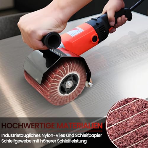 Nylonbürste Schleifwalze Bürste Satinierwalze, Schleifrolle Bürste, Schleifhülsen Für Satiniermaschine Bürstmaschine Holz Metall Oberfläche Polieren 60/80/120/180 Körnung (Mull-60#)
