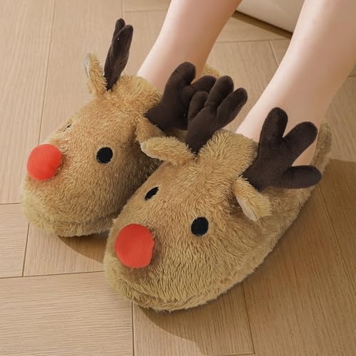 Greenery-GRE Womens Cartoon Indoor Warm Fleece Slippers Winter Soft Cozy Home Booties Non-Slip Plush Slip-on Shoes Ankle Boots3