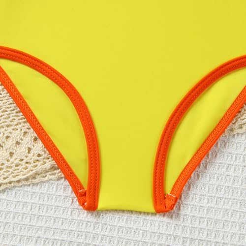 Image of Toddler Girl Swimsuit Candy Color One-Piece Swimwear Girls Color Block Bathing Suit Summer Bikini Set 1-6 Years