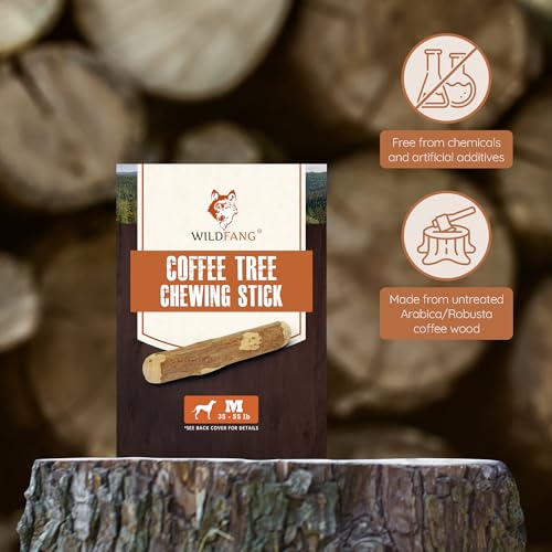 Wildfang® Coffee Wood Dog Chew, Medium - Tough Chew Toys for Aggressive Chewers, Dog Teething Toys for Puppies, Training for Chewing Muscles, Coffee Tree Sticks for Medium Dogs (33-55 lbs)