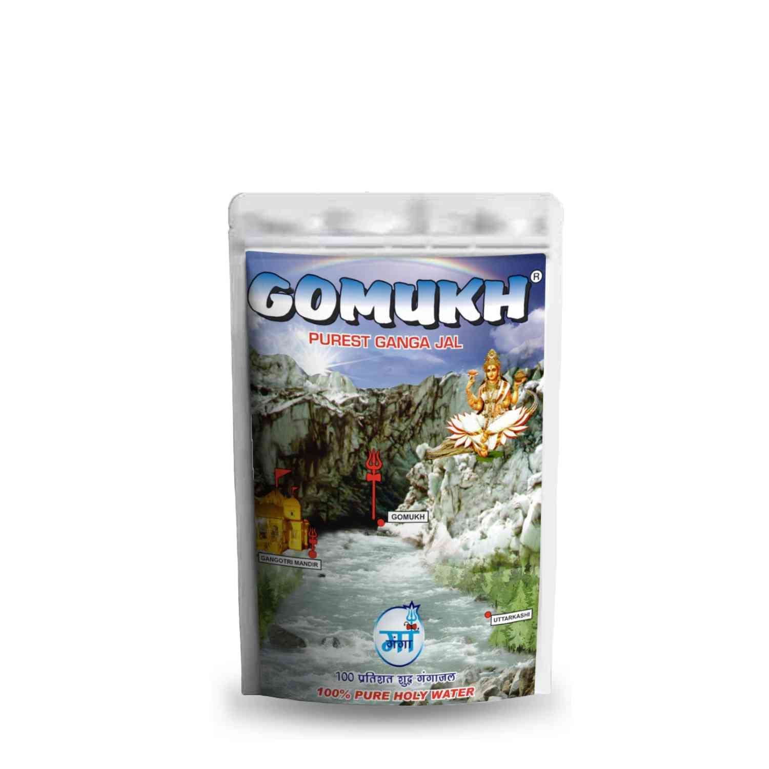 "GOMUKH” Gangajal The Purest Holy Water Directly from Gangotri Valley Approved by Govt. of Uttrakhand for Puja Purposes 75ml Sealed pouch