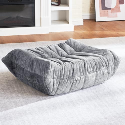 Image of HABUTWAY Bean Bag Ottoman,Memory Foam Foot Rest,Ottoman,Light Grey | Fireside Chair Ottoman,Memory Foam Lazy Bean Bag Sofa for Living Room,Bedroom,Dorm,Office