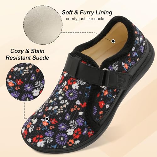 Image of Spesoul Wide Womens Slippers Adjustable House Shoes Indoor Outdoor Barefoot Slippers Cozy Walking Shoe Swollen Edema Diabetic Shoes