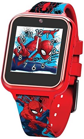 Accutime Kids Marvel Spider-Man Red Educational Touchscreen Smart Watch Toy for Boys, Girls, Toddlers - Selfie Cam, Learning Games, Alarm, Calculator, Pedometer, and More (Model: SPD4588AZ)