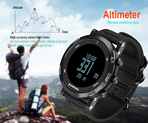 Generic Sunroad FR851B 5ATM Waterproof Sports Watch with Thermometer, Barometer, Altimeter, Backlight, Weather