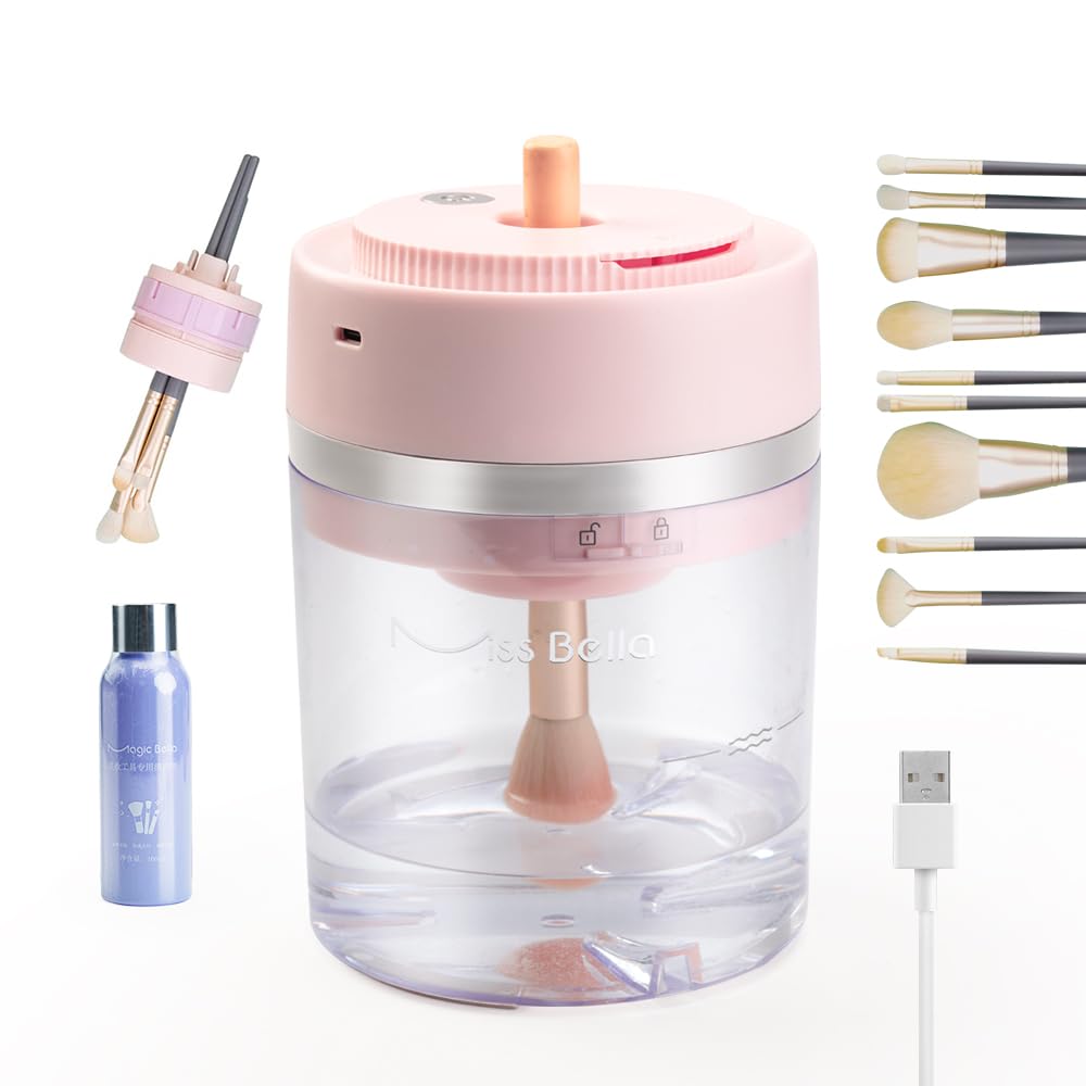 Electric Makeup Brush Cleaner Dryer Machine with cleaner solution UV-C Light, USB Charging Automatic Cosmetics Brushes Cleaning Drying Machine for Almost All Size Make up Brushes