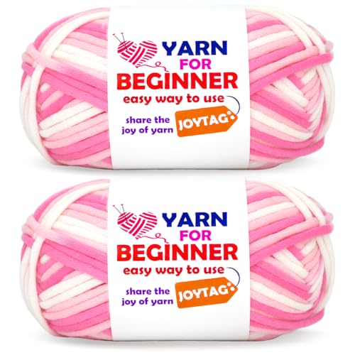 Image of 2 * 50g Rainbow Beginner Crochet Yarn for Crocheting and Knitting Multicolor Cotton Crochet Yarn for Beginners(Pink Variegated)