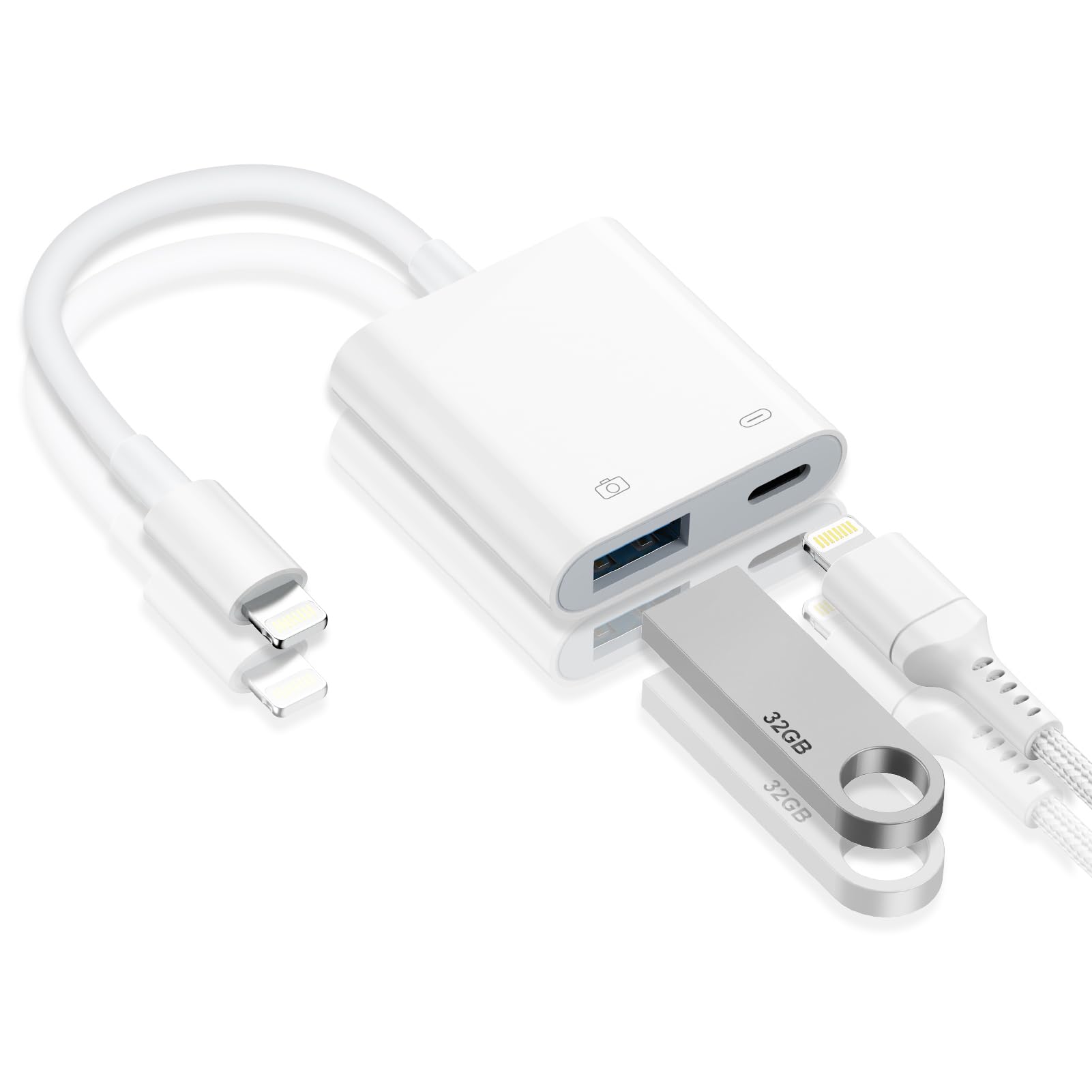 Ocbuo iPhone usb 変換アダプタ MFi正規認証品 lightning - USB3.0 カメラアダプタ 2-in-1 OTGアダプタ +ライトニング PD急速充電 変換 高速データ転送 設定不要 写真/動画/音楽/USB周辺機器接続 iOS/macOSをサポート