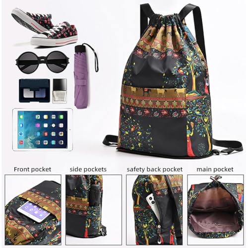 Drawstring Foldable Large Capacity Dry-wet Separation Travel Sports Backpack,Waterproof Lightweight Travel Gym Bag (21#)3