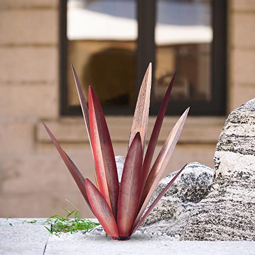 2Pcs Tequila Rustic Sculpture Metal Agave Plant Home Decor Rustic Hand Painted Metal Agave Garden Ornaments Outdoor Decor Figurines Home Yard Decorations Lawn Ornaments（Multi-Color Led Solar Light ） #TOP5