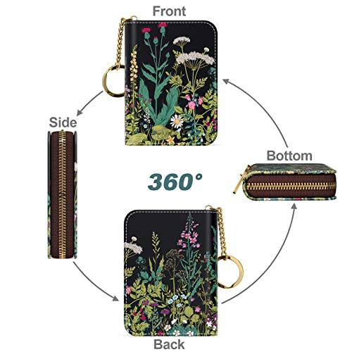 Image of Nipichsha Credit Card Holder, Small RFID Card Wallet for Women, Slim Leather Card Holder Wallet, Dandelion, 4.33 x 3.15 x 0.98 inches, Fashions
