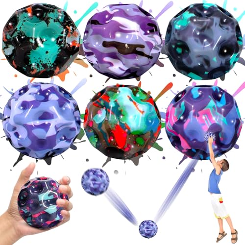 QUXV Astro Jump Ball, 6 PCS Moon Ball, 7 cm Space Bouncing Balls, Facile da Impugnare e da Catturare per Atleti e Bambini per Bambini e Adulti, Regalo per Compleanno, Natale, Feste