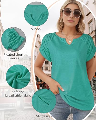 Short Sleeve Shirts for Women, V Neck Summer Tops Loose Fit Casual Tops Trendy Summer Womens Summer Tops Cute Shirts3