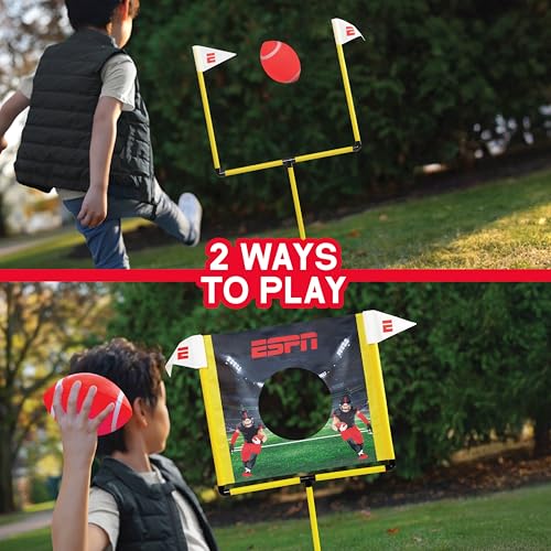 ESPN Kids Football Game Includes Mini Football, Field Goal Post, Passing Target, Receiver Gloves, and Play Mat