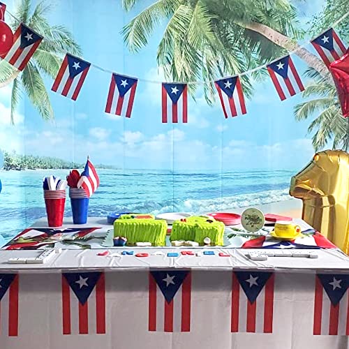Image of Anley Puerto Rico String Flag Pennant Flags, Patriotic Events 12th of June National Puerto Rican Day Decoration Sports Bars - 33 Feet 38 Flags