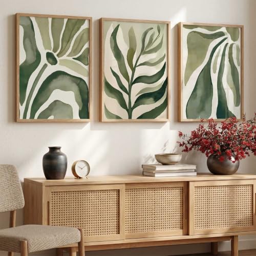 Image of kotart Boho Floral Art Home Decoration Painting | Floral Aesthetic Paintings With Frame For Living Room Bed Room Hotel Wall Decor Digital Reprint Set of 3 (35x37 Inch)