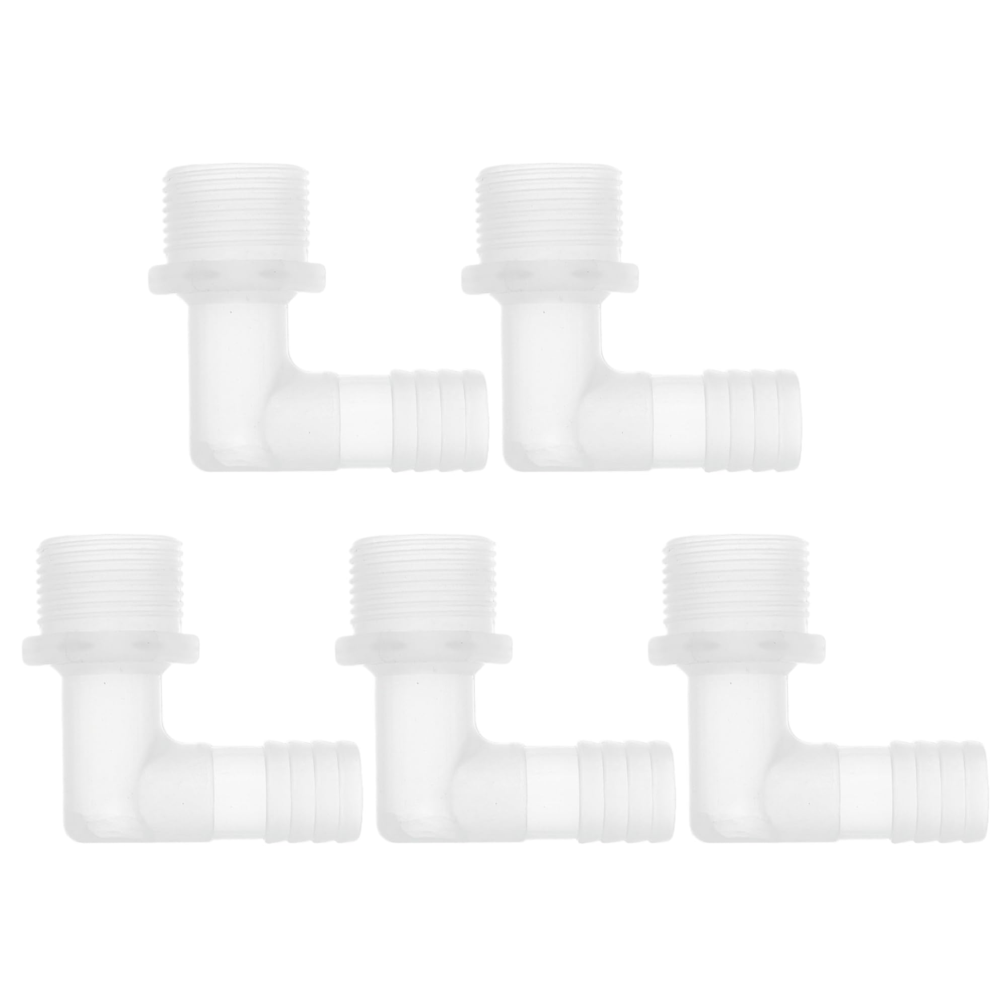 RATCHROLL 5 Pcs Plastic Hose Barb Fitting 5/8" Hose Barb G3/4 Male NPT Elbow Barbed Adapter Clear PP