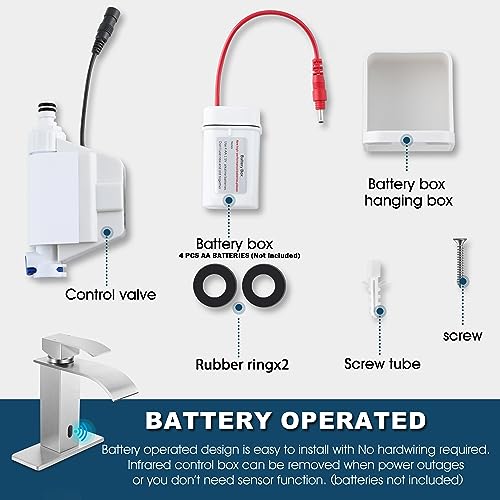 Herogo Touchless Bathroom Sink Faucet, Herogo Automatic Sensor Matte Black Waterfall Stainless Steel Bathroom Faucet With Brass Pop Up Drain thumb #7