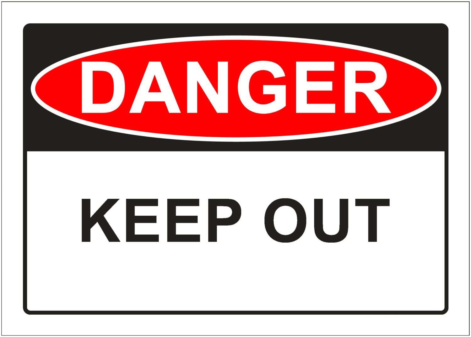Keep Out Danger Sign, 12x8 Metal Tin Sign, strict hazard warning for high-risk industrial sites and confidential working zones.