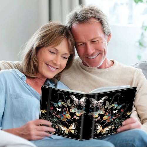 Image of Photo Album 4x6 120 Photos with Strong Elastic Band, Midnight Butterflies