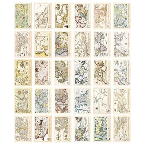 30 Tarjetas Postales Vintage duoyif con Mapa y Estampados Náuticos Cover
