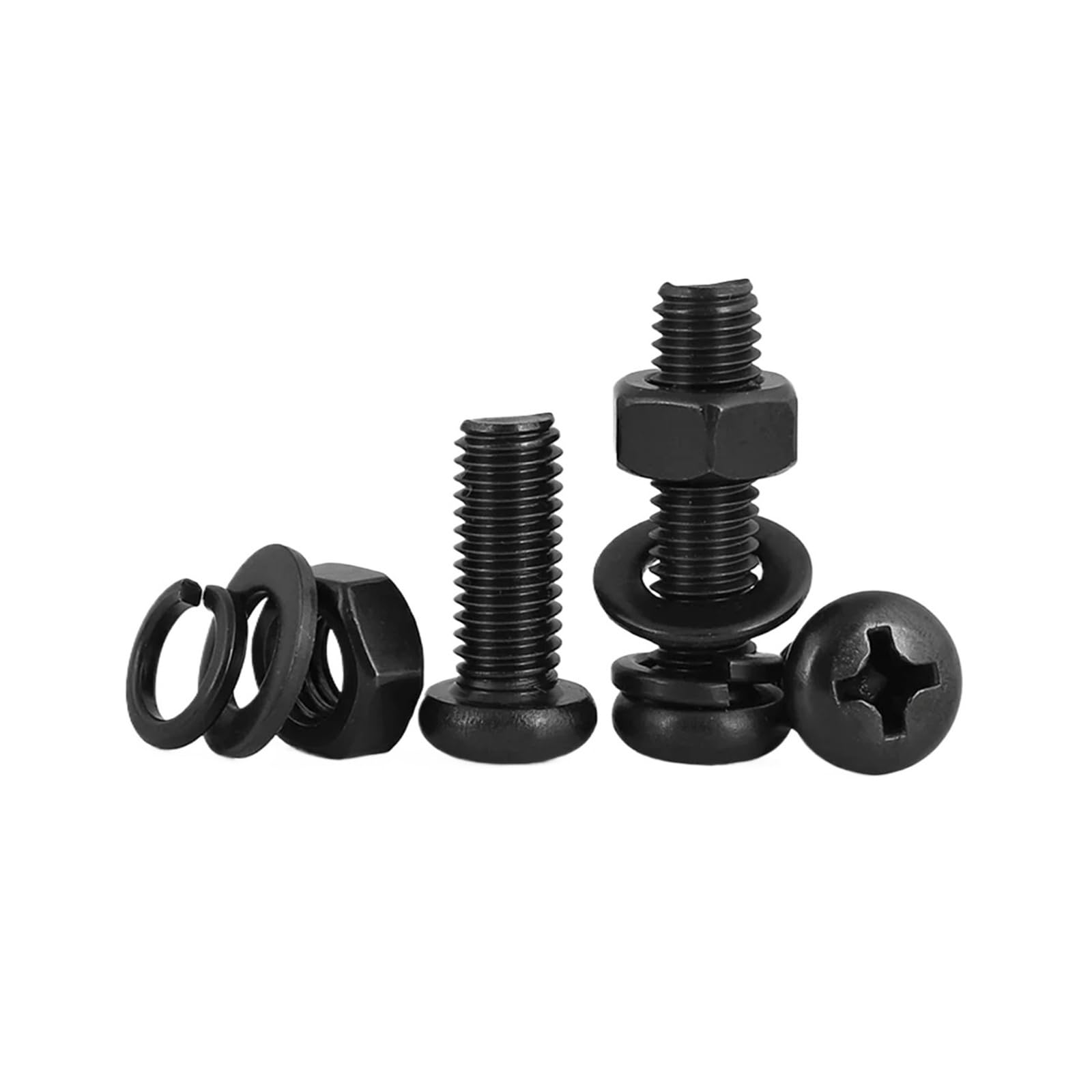 Viti a testa cilindrica in acciaio inossidabile 304 nero, rondelle, dadi, bulloni, set M3, M4, M5, M6, M8, con intaglio a croce, tonde(M6x35mm 10sets)