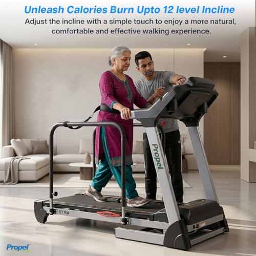 Image of Propel FitnessOne ST 93i Senior-Friendly Treadmill with Adjustable Handrails & Safety Belt, 8 HP Peak Motor, 1510 x 530 mm Belt, 12 Auto Incline, 0.2-10 km /h