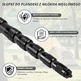 LALAGO Zestaw 2 teleskopowych drążków namiotowych z włókna węglowego, regulowany drążek teleskopowy 240 cm, ultralekki, bardzo mocne drążki markizy, teleskopowe drążki namiotowe, żagiel