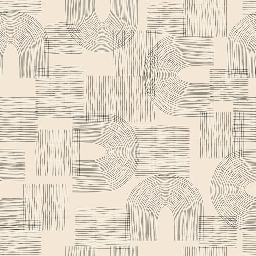 Livelynine Papel Pintado Autoadhesivo Pared Geometrico Beige Vini...