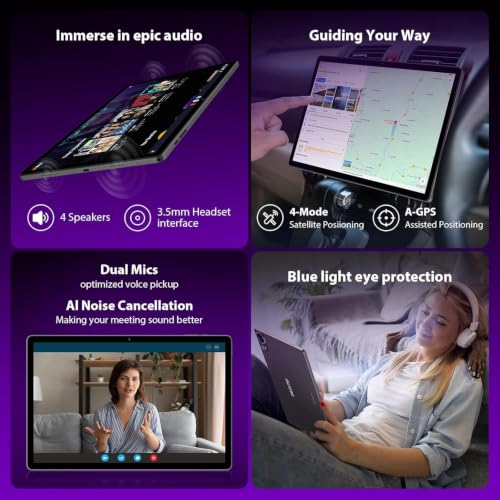 Image of 2026 Premium 14 inch Android Tablet: 2.5K IPS Display 36GB RAM 256GB ROM 1TB Expand | 8-Core 2.0HZ MT6769 Mali-G57 11580mAh Battery| 5G /2.4G WiFi Quad Box Speakers 8+13MP for Work Gaming Study-Silver