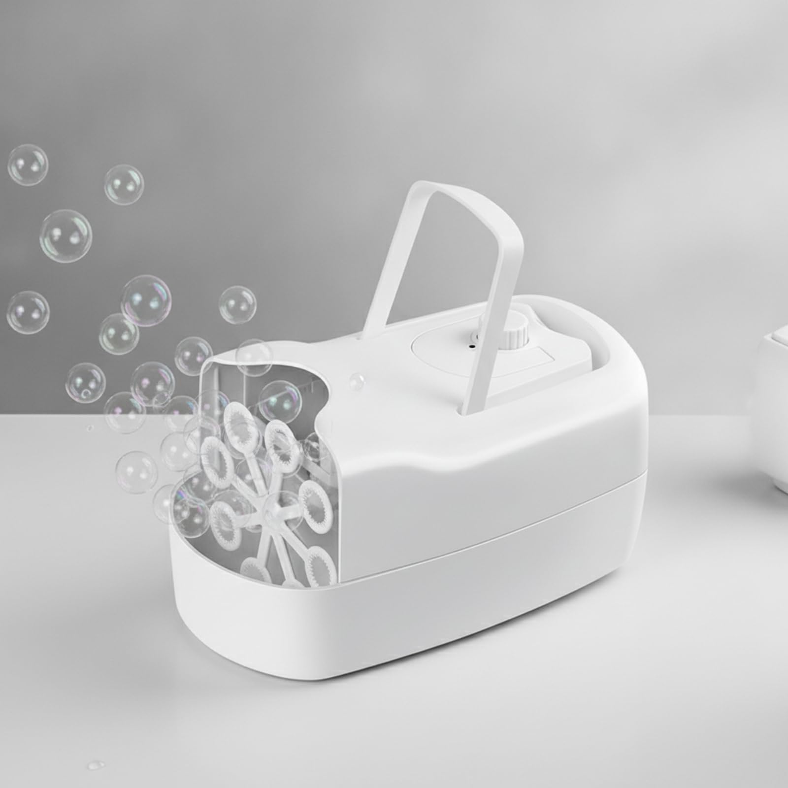 KESOTO Macchina per Bambini Generatore Bolle Portatile Giocattolo da Esterno con Maniglia Corpo Compatto Controllo a Doppia Alimentazione Usb O Batteria Adatto a Giochi All Aperto Feste Matrimoni