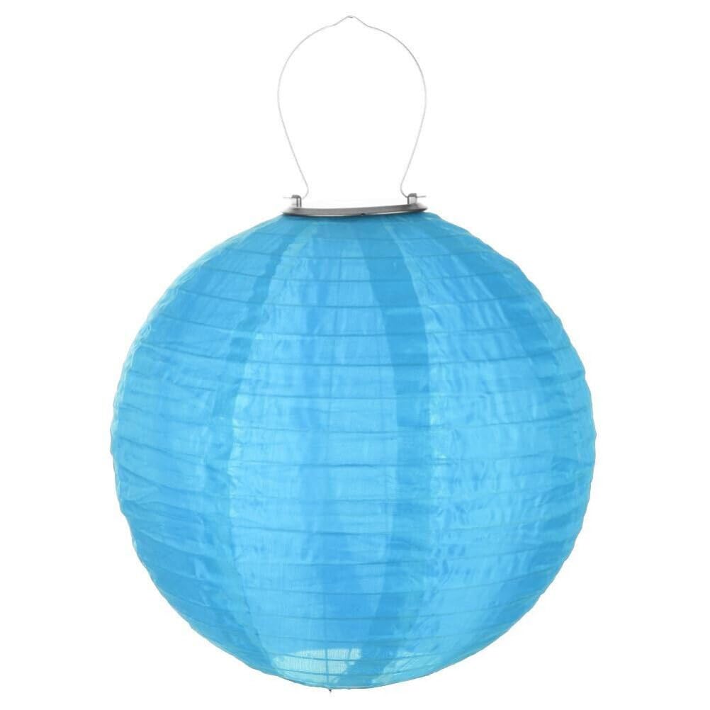 12in Waterproof LED Solar Cloth Chinese Lantern Festival Party Hanging Lamp Retro Lantern Light (Blue)
