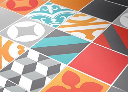 Moonwallstickers.com - Adhesivos para Azulejos (50 Unidades), diseño de Azulejos, Vinilo, Adhesivo para Cubrir Azulejos de Cocina, decoración de Pared Colorida, Floor - 5.9 x 5.9 Inches - 15 x 15 cm