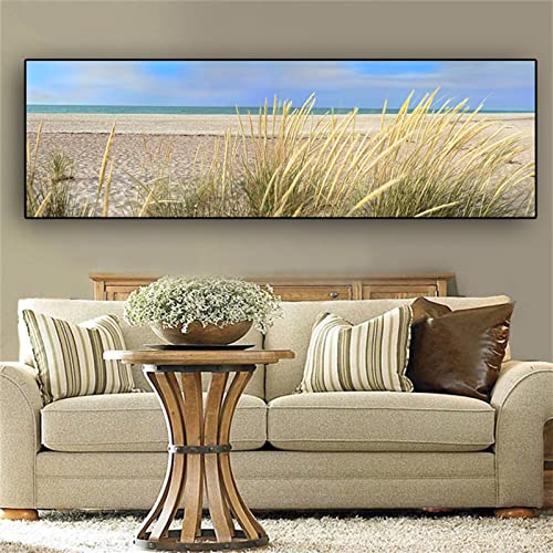 Diamond painting kit complet paysage de plage et strass pour adulte 30x90