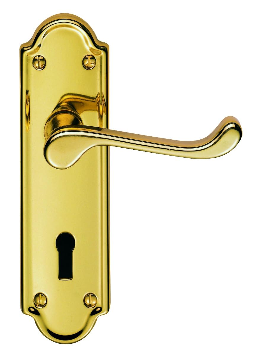 Kooples Harwdare Ashtead Lever on Backplate – Modern Classic Door Handle for Interior Rooms (Lock - Standard, PVD, 168mm x 48mm Backplate)
