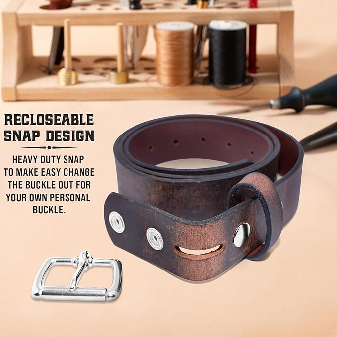 Mens Belts Leather Veg Oil Tan, Buffalo Leather Handmade By Amish, 1.25 Inch Wide & 9/10 oz Thickness4