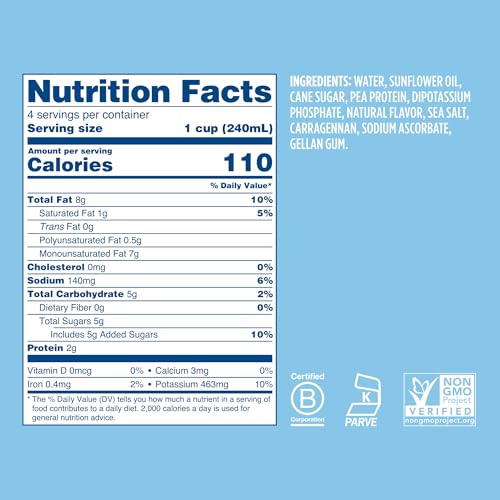 Image of Ripple Plant Based Milk, Barista, 8g Pea Protein, Calcium Rich, Shelf Stable Carton, Vegan, Non-GMO, Dairy, Soy, Nut, Gluten & Lactose Free, 32 Fl Oz (Pack of 6)