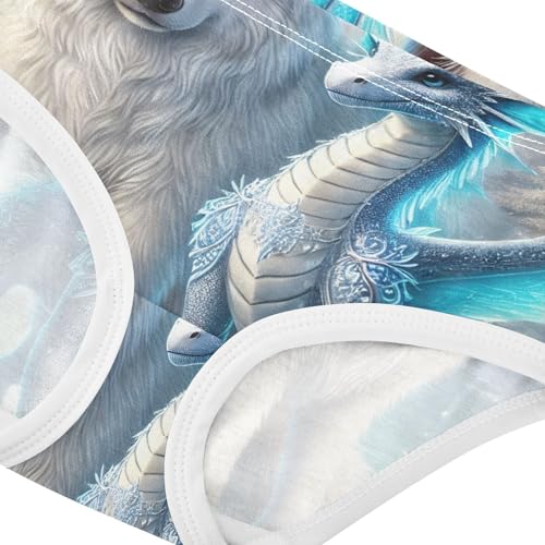 Cotton Toddler Girls Underwear Cute Wolf Dragon White Winter Panties Little Girl Stylish Undies Kids Briefs 2t4