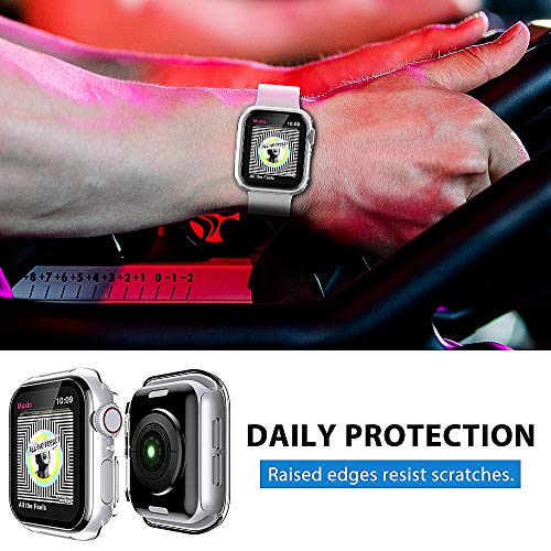 Image of 2 Pack LAŸK Case for Apple Watch 44mm SE /Series 6 /5 /4 Built-in Tempered Glass Screen Protector, All-Around Ultra-Thin Bumper Full Cover Hard PC Protective Case for iWatch 4 /5 /6 /SE 44MM - Clear