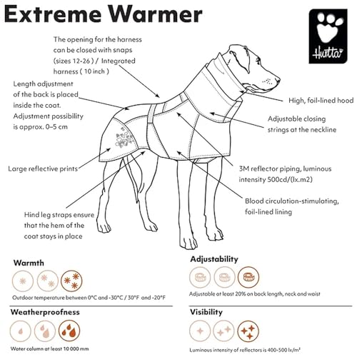 Hurtta Extreme ECO Warmer Hundemantel, Winterjacke für Hunde, Hedge Grün 35 cm