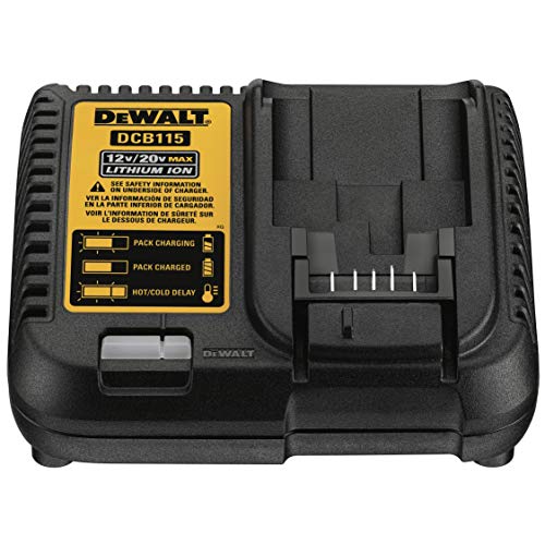 DeWalt Akku-Schnellladegerät/ Akkuladegerät (10,8- 18 Volt, Lädt Alle XR-Schiebe Akkus, Schonendes Schnellladen, Wandmontage Möglich, Platzsparend) DCB115