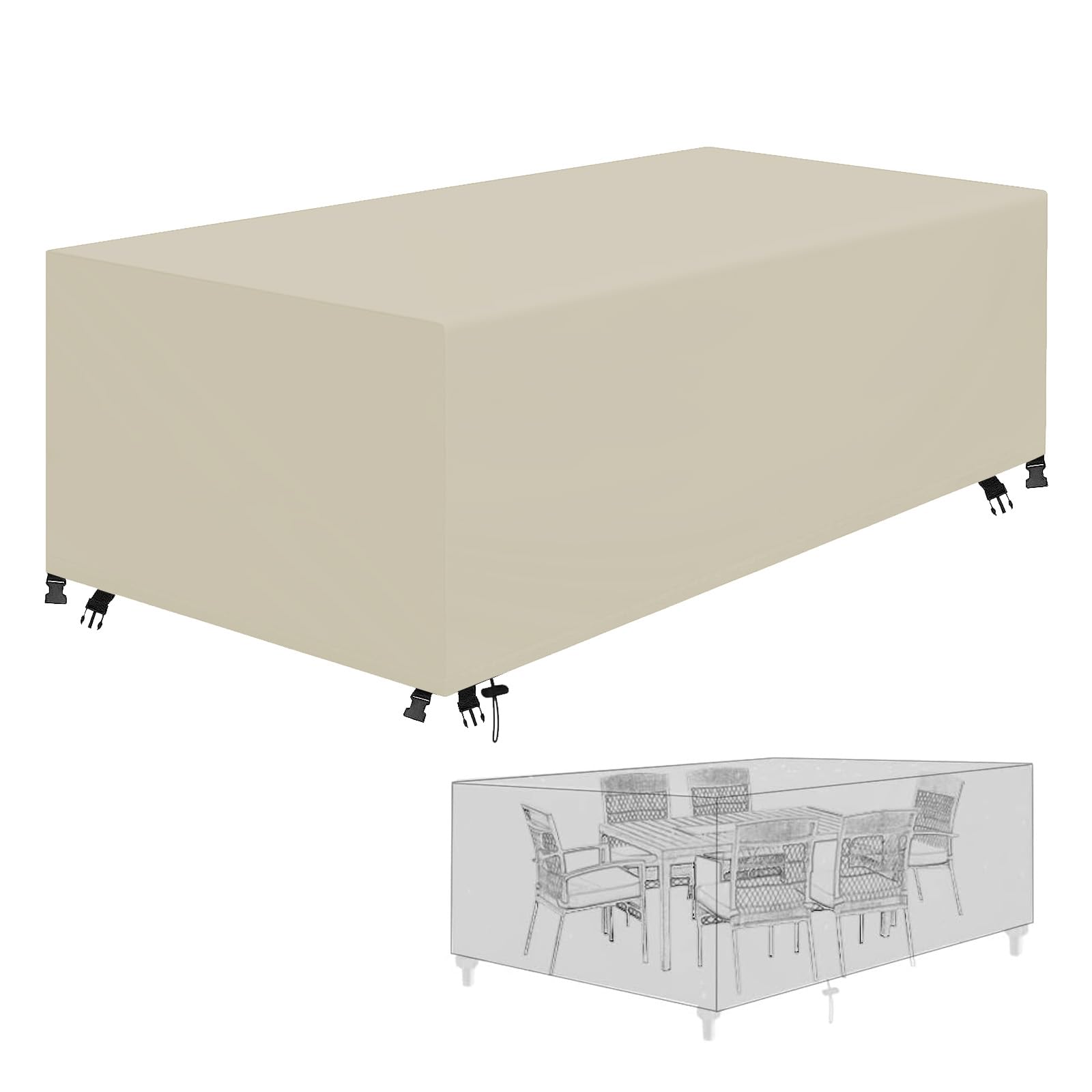 PRELGOSP Garden Furniture Cover, Heavy Duty 420d Oxford Fabric Garden Furniture Covers Waterproof, Anti-Uv, Windproof Outdoor Rattan Furniture Cover,beige,80x80x80cm