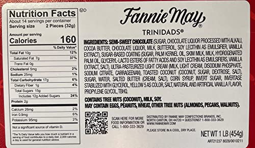 Fannie May Trinidads Chocolates, (1 Lb.) Boxed, Dark Chocolate Truffles, Great For Christmas Gifts And Holiday Entertaining #TOP2