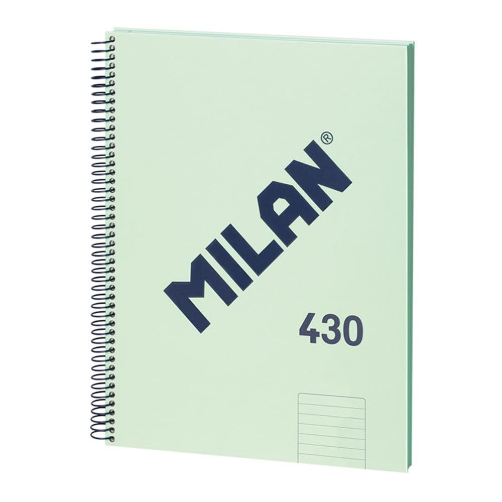 MILAN® Cuaderno A4 con tapa dura, papel pautado a líneas, 80 hojas, serie 1918, verde