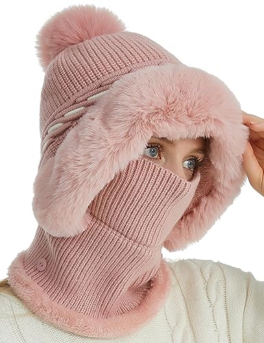 Écharpe à capuche femme Aivtalk avec bonnet tricoté et cagoule polaire chaude