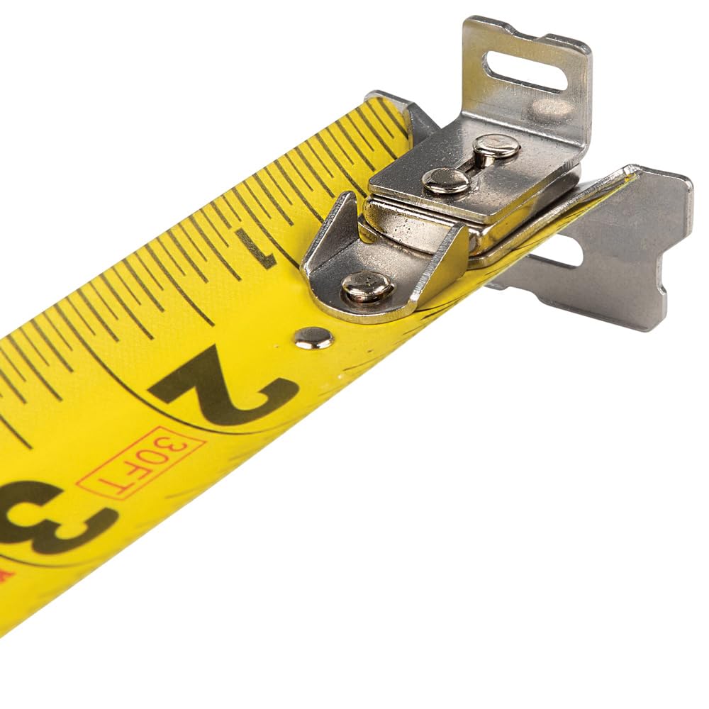 Klein Tools Cinta métrica 9230, cinta métrica resistente con hoja reforzada de nailon de doble cara de 30 pies, con clip de cinturón de metal